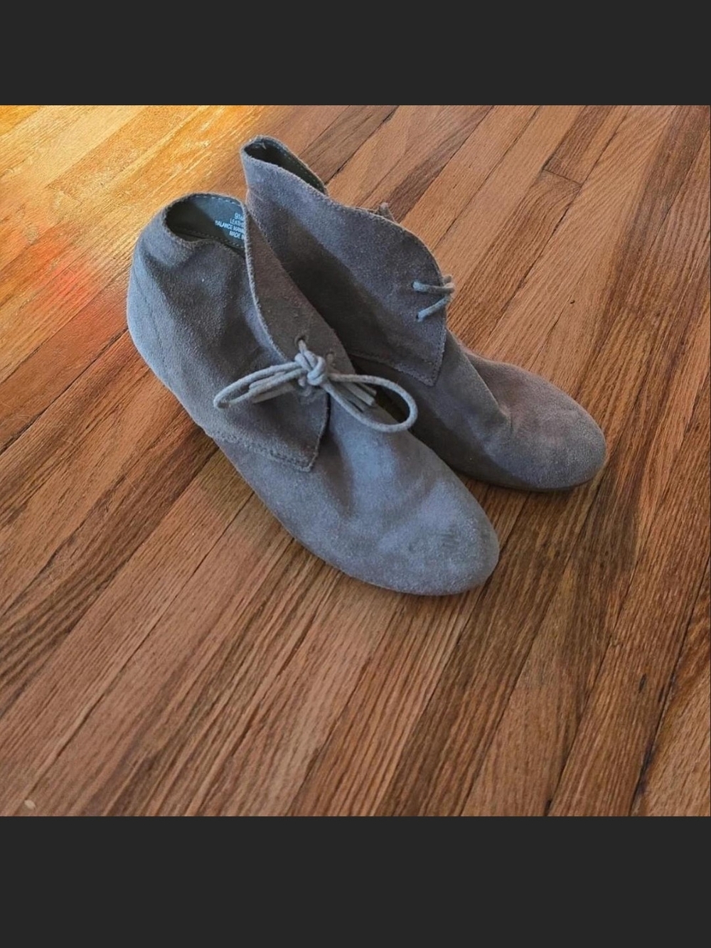 Women's Suede Ankle Booties in Gray - Lace Tie